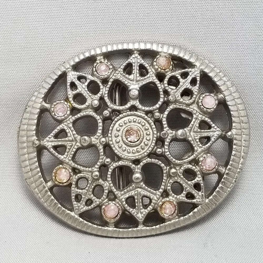Vintage Belt Buckle Women's Small Western Victorian Rhinestones Art Deco